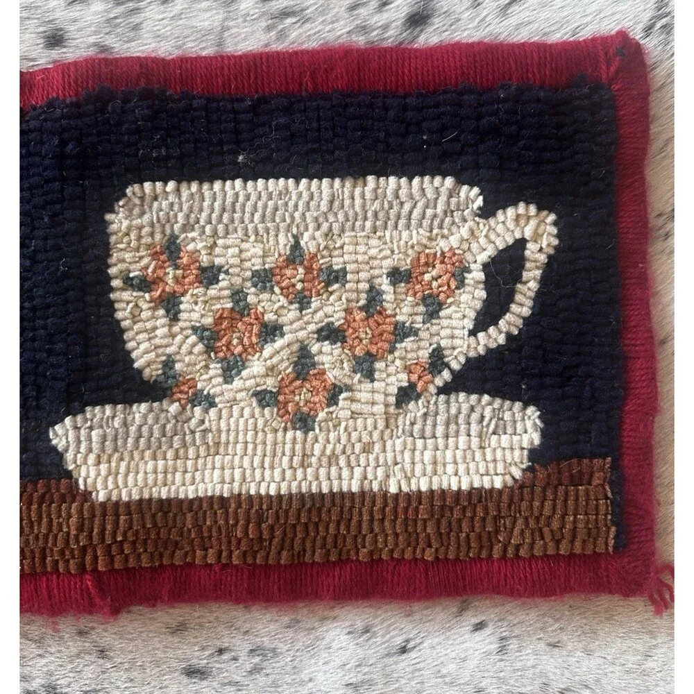 Vintage Rug Hooked Wool 8” x 37